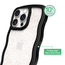onn Wavy Grip Phone Case for iPhone 15 Pro Max - Black/Gold Glitter