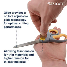 Westcott 8-Inch Titanium Bonded Adjustable Glide Scissors, Grey & Yellow for Office Use