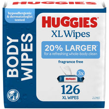 Huggies Extra Large Unscented Wipes, 3 Flip-Top Packs, 126 Count