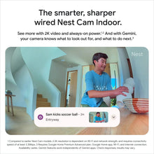 Google Nest Cam Indoor (Wired, 3rd Gen) - Indoor Security Camera with 2K Video - Works with Google Home - With Gemini - Berry