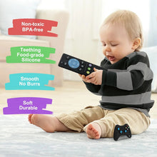 Baby Teething Toys, 2 Pcs Silicone Teething Toys for 3-6 month 6-12 Months - Sensory Toy Chew Toys Educational Toys for Toddler, Remote Control and Game Controller Teething Toys Set - Black