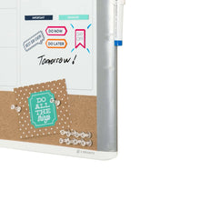 U Brands 17 x 23 in. 3-in-1 Dry Erase Calendar Whiteboard, White and Gray