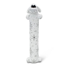 Multipet Plush Holiday Loofa Dog Toy with Sparkly Snowflakes, Stuffing & Squeaker, 3 pack with Red, Green & White, 12" Each