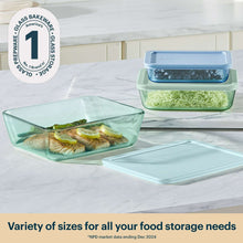 Pyrex Simply Store Tinted 6-piece Rectangle Storage Set with Plastic Lids, Green/Blue/Aqua