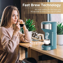 MINI Single Serve Coffee Maker,Instant Coffee Maker One Cup for K Cup & Ground Coffee,Portable Capsule Coffee Machine with 6 to 14oz Reservoir,90 Seconds Fast Brewing and One Button Operation