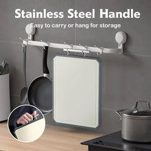 Double-Sided Cutting Board, AOKIWO Large Cutting Boards with Handle & Knife Protector finger guard，Non toxic Stainless Steel Wheat straw PP Chopping Board for Kitchen meat and vegetables-16 * 11 Inch