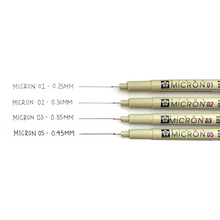 Sakura Pigma Micron Fineliner Pens, 4 Micron Drawing Pens Tip Sizes: 01, 02, 03, 05