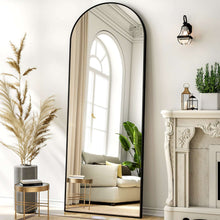 SEETHRUGLIMMER 64"x21.2" Arched Full Length Mirror Wall-Mounted Floor Mirror with Stand, Black