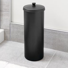 iDesign Toilet Paper Canister with Lid, Storage for 3 Rolls, 6.3'' x 15.5'', Matte Black