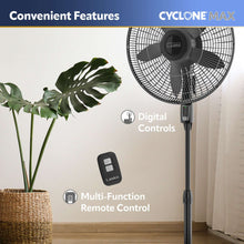 Lasko Cyclone Max 18" Oscillating Pedestal Fan with Remote, Adjustable Height and 4 Speeds for Whole Room Cooling, Black, S18605