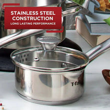 T-fal Cook & Strain Stainless Steel Cookware, Sauce Pan with lid, 3 quart