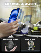 Bracketron OneClick 3-in-1 Car Phone Mount for Dashboard, Windshield & Vent with 7” Flexible Gooseneck, One-Handed Click Grip, 360° Rotation, TemperBond Suction