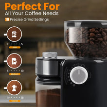 VAVSEA Burr Coffee Grinder, Electric Coffee Bean Grinder with 18 Precise Grind Settings, 3-18 Cup, for Espresso/Drip/Pour over/Cold Brew/French Press