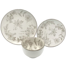 Pfaltzgraff Enchanted Bloom 12 Piece Stoneware Dinnerware Set Gray