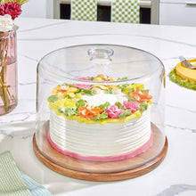 iDESIGN Wood Cake Plate with Dome Lid