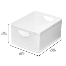 iDesign Set of 2 White Stacking BPA-Free Organization Bins, 5" H x 8" W x 10" D