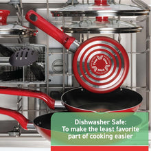 T-fal Easy Care 12-Piece Non-Stick Cookware Set, Pots and Pans, Red