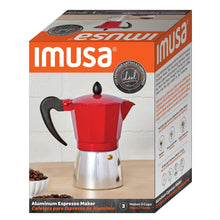 IMUSA 3cup Cast Aluminum Stovetop Coffeemaker with Red Top