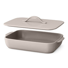 Beautiful 9”x13” Covered Stoneware Baking Dish, Porcini Taupe by Drew Barrymore