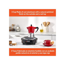 IMUSA 3cup Cast Aluminum Stovetop Coffeemaker with Red Top