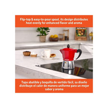 IMUSA 3cup Cast Aluminum Stovetop Coffeemaker with Red Top