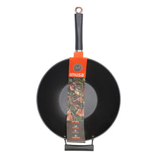 IMUSA 14in Light Cast Iron Preseasoned Wok with Cool Touch Handles