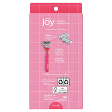 joy Razor for Women, 5 Blades, Manual Razor, Handle and 2 Razor Blade Refills, Neon Pink