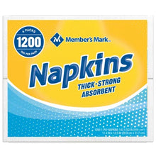 Members Mark 1200 count pack of bulk white paper napkins thick strong absorbent 4 packs of 300
