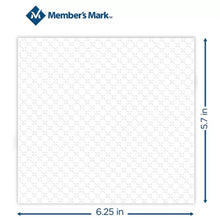Members Mark textured square napkin 6.25 by 5.7 inches showing embossed pattern and measurements bulk white paper napkins