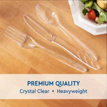 members-mark-clear-plastic-cutlery-set-360-count-premium-crystal-clear-heavyweight-on-wood - USA Mega Market