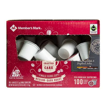 Member's Mark medium-dark roast coffee pods 100 count single serve cups Colombian Supremo