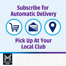 Members Mark subscription graphic promoting automatic delivery and club pickup for ultra premium toilet paper 45 rolls
