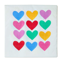 Hearts Disposable Lunch Napkins, Multicolor, 6.5" x 6.5", 24 Count Per Pack, Valentine's Day by Way To Celebrate (Pack of 2)