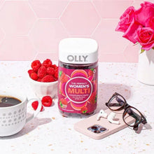 olly-olly-womens-multivitamin-gummies-bottle-glasses-raspberries - USA Mega Market