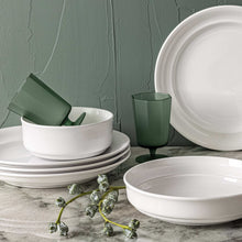 over&back Rimmed 12-piece Glossy Porcelain Dinnerware Set