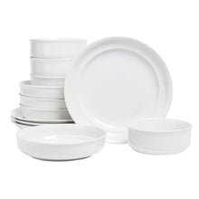 over&back Rimmed 12-piece Glossy Porcelain Dinnerware Set