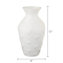 Ceramic Valentine's Day Heart Vase, White, 12", by My Texas House