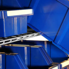 warehouse-24-bin-rolling-storage-rack-closeup-bin-edge-label-strip - USA Mega Market