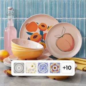 Member'S Mark 12-Piece Bamboo Melamine Dinnerware Set (Assorted Colors)
