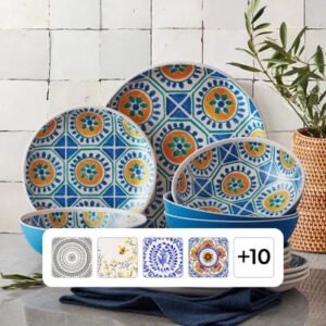 Member'S Mark 12-Piece Bamboo Melamine Dinnerware Set (Assorted Colors)