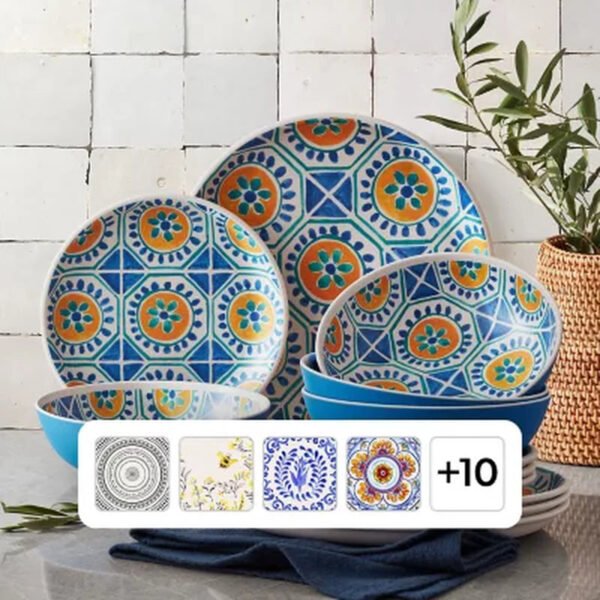 Member'S Mark 12-Piece Bamboo Melamine Dinnerware Set (Assorted Colors)