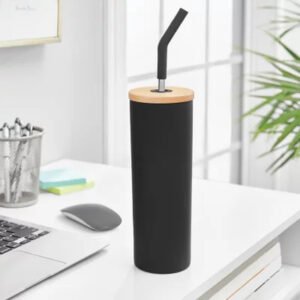 Member'S Mark 24-Oz Stainless Steel Insulated Tumblers with Wood Lids and Stainless Steel Straws, Assorted Colors (2 Pk.)