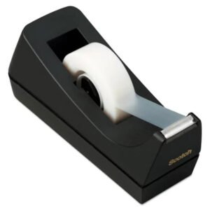 Scotch - Desktop Tape Dispenser, 1" Core, Weighted Non-Skid Base - Black