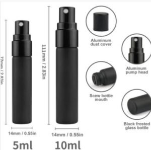 Portable Mini Refillable Perfume Atomizer, 10ml/0.34 oz, Pocket-Size Empty Cologne Sprayer for Travel, Black, Pack of 4