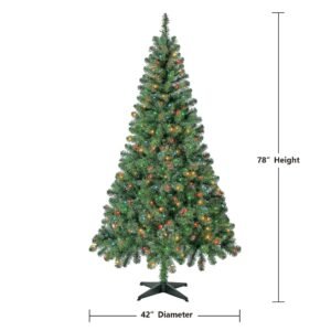 6.5 ft Pre-Lit Madison Pine Artificial Christmas Tree with 250 Color-Changing LED Lights and Stand, by Holiday Time
