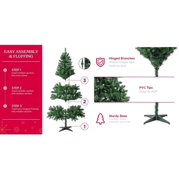 6.5 ft Pre-Lit Madison Pine Artificial Christmas Tree with 250 Color-Changing LED Lights and Stand, by Holiday Time