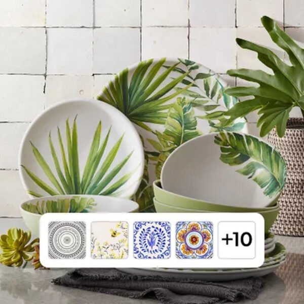 Member'S Mark 12-Piece Bamboo Melamine Dinnerware Set (Assorted Colors)