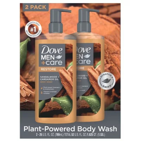 Dove Men+Care Body Wash, Sandalwood (26 Fl. Oz. 2 Pk.) - Brands For Less USA