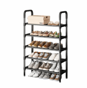 Expandable Closet Shoe Organizer, 6 Tiers, Holds 38 Pairs, Stackable, Adjustable, Bronze Finish (Large 6 Tier)