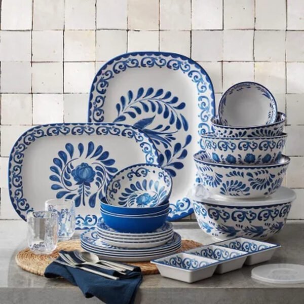 Member'S Mark 12-Piece Bamboo Melamine Dinnerware Set (Assorted Colors)